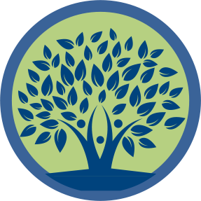 Icon of a blue tree in a blue circle